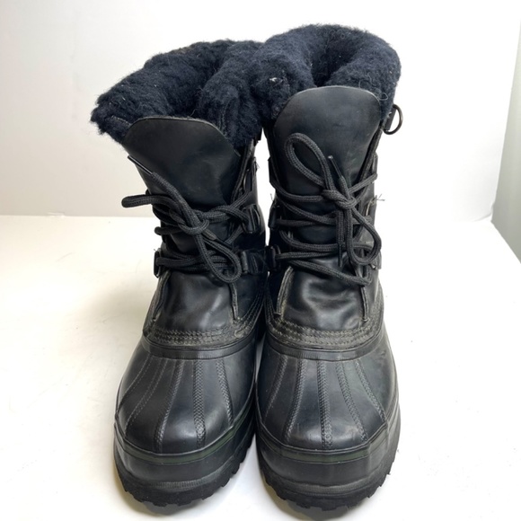 Sorel Caribou Vintage Black Leather Waterproof Heavy Snow Winter Boots Size 7 - Picture 2 of 7